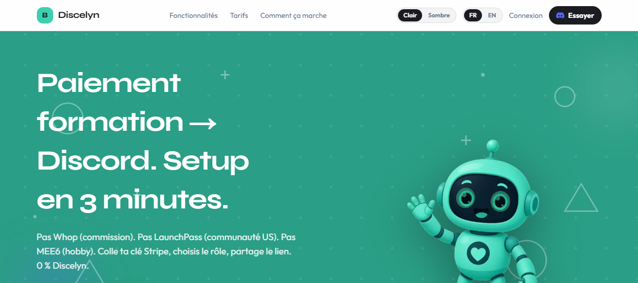 Application Discelyn — outil en ligne avec paiements